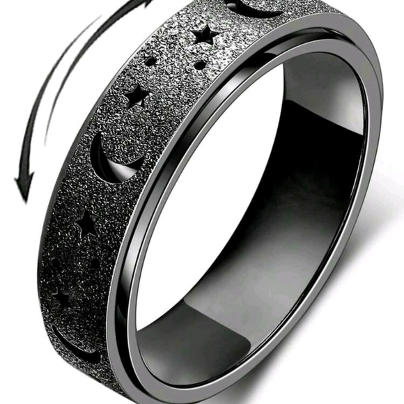 Jewelry - Black Moon and Stars Spinner Ring